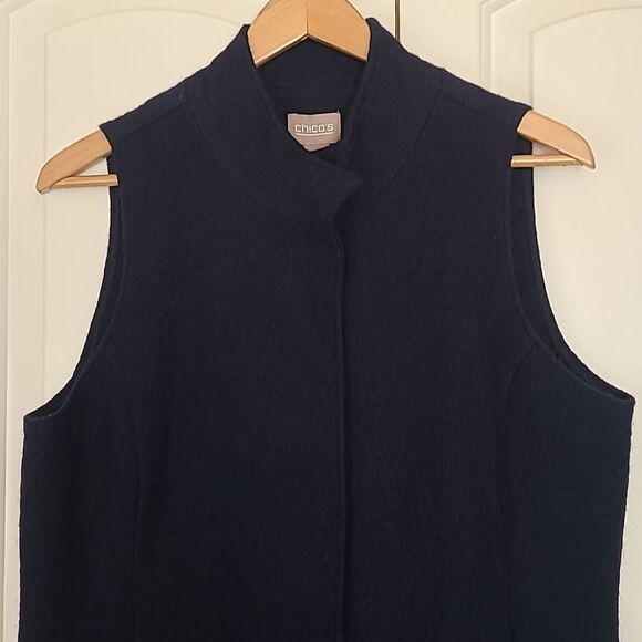 Chico's Boiled Wool Vest Navy Blue Size 1 (M) - Picture 2 of 13